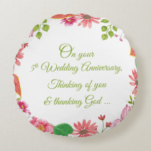 Religiöse Blumen zum 5. Hochzeitstag Rundes Kissen