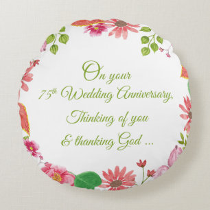 Religiöse Blumen zum 75. Hochzeitstag Rundes Kissen