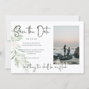 Religiöse Blush Bloral Save the Date Fotokarte