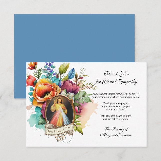 Religiöse Blüte Jesus Göttliche Barmherzigkeit Bei Dankeskarte (Vorne/Hinten)