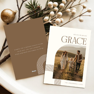 Religiöse christliche Familienbogen-Foto-Weihnacht Feiertagskarte