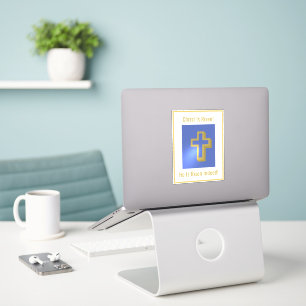 Religiöse Christus ist Risen Gold Cross Blue Oster Aufkleber