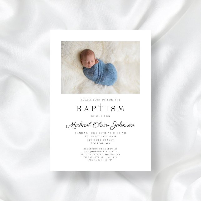 Religiöse Cross Boy Foto Taufe Einladung (Religious Cross Boy Photo Baptism Invitation)