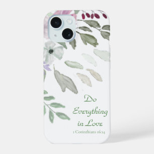 Religiöse feminine einfache Wasserfarbe-Floralie iPhone 15 Hülle