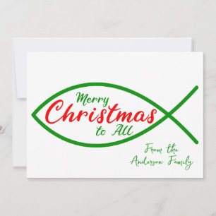 Religiöse frohe Weihnachten Christliche Fischschri Karte