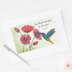 Religiöse Gedanken an Sie Blumen mit Kolibri Rechteckiger Aufkleber