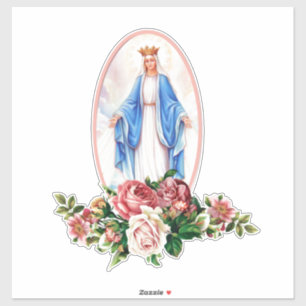 Religiöse gesegnete Jungfrau Mary Floral Wreath Vi Aufkleber