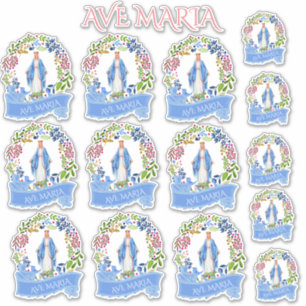 Religiöse gesegnete Jungfrau Mary Floral Wreath Vi Aufkleber