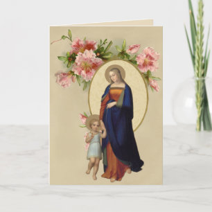 Religiöse gesegnete Jungfrau Mary Jesus Floral Karte