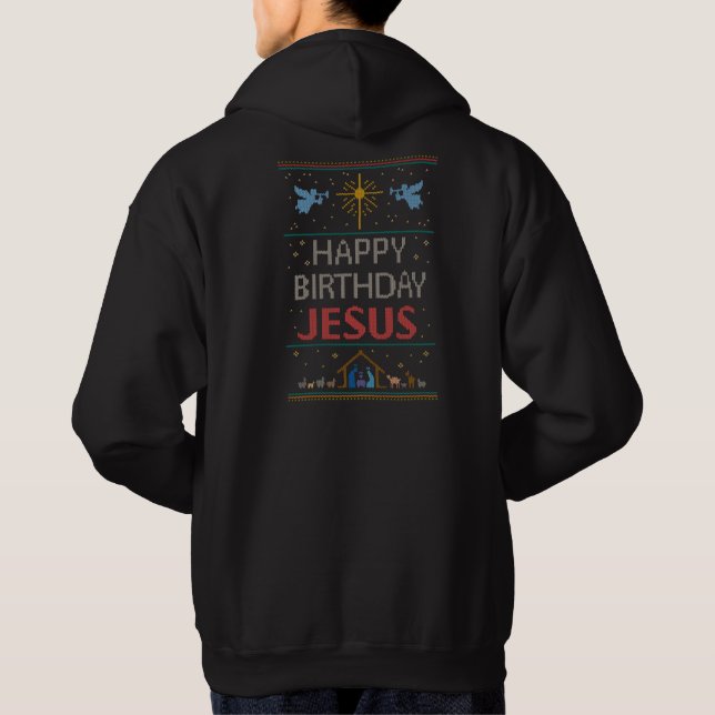 Religiöse hässliche Weihnachtsfarbe Jesus Hoodie (Rückseite)