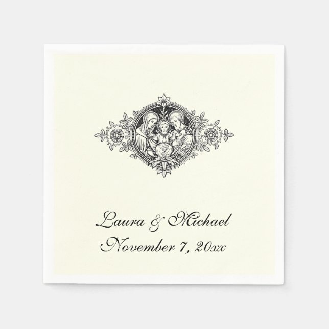 Religiöse Heilige Familie Katholische Hochzeit Vin Serviette (Vorderseite)
