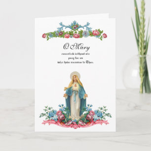 Religiöse Heilige Jungfrau Maria Floral Vintage Karte