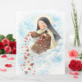 Religiöse Heilige Therese Rosa Vintage Rosen Zitat Karte