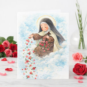 Religiöse Heilige Therese Rosa Vintage Rosen Zitat Karte