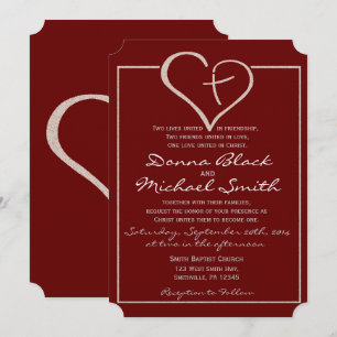 Religiöse Hochzeitseinladungen im Crossed Heart (2 Einladung
