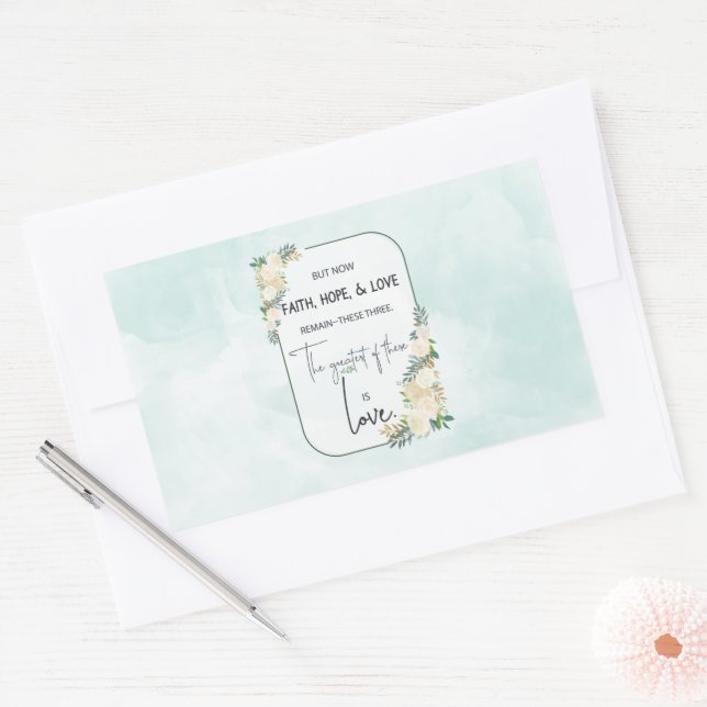 Religiöse Hochzeitstag-Jubiläum Faith Hope-Liebe Rechteckiger Aufkleber (Umschlag)