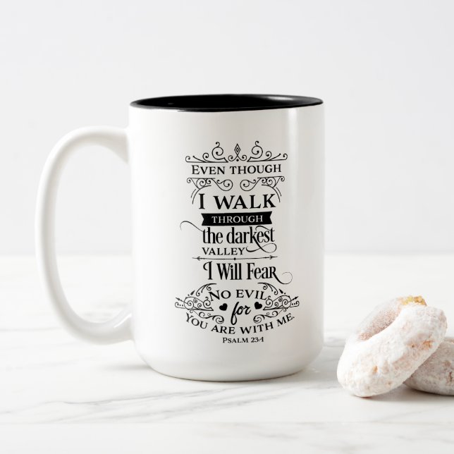 Religiöse Inspirationssprache Kunst Zweifarbige Tasse (Mit Donut)