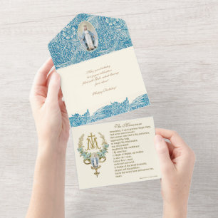 Religiöse Jungfrau Maria Blaue Jubiläums Vintage A All In One Einladung