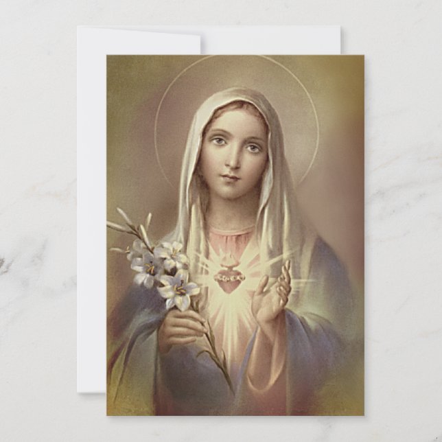 Religiöse Jungfrau Maria Immakulat Herz Vintag  Dankeskarte (Vorderseite)