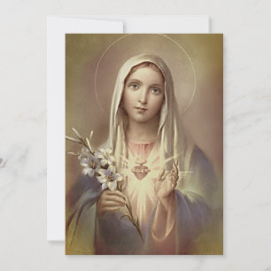 Religiöse Jungfrau Maria Unbeflecktes Herz Vintage Dankeskarte