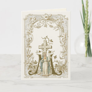 Religiöse Jungfrau Maria Vintage Marian Kreuz Karte