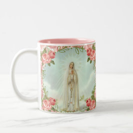 Religiöse Jungfrau Mary Fatima Rosa Vintage Rose Zweifarbige Tasse
