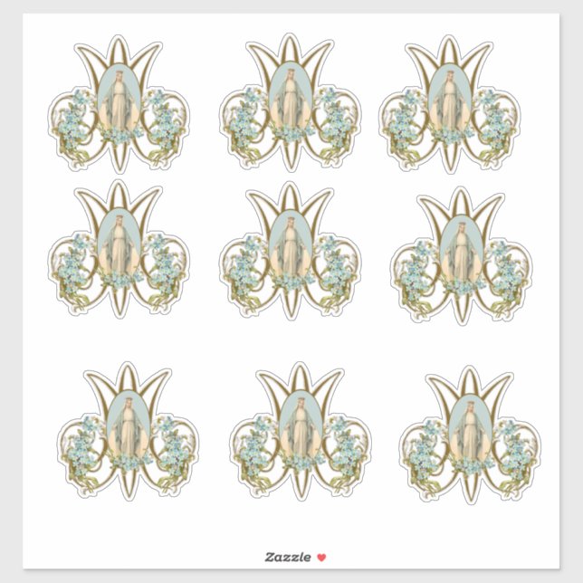 Religiöse Jungfrau Mary Floral Elegant Vinyl Stick Aufkleber (Blatt)