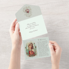 Religiöse Jungfrau Mary Floral Vintag Geburtstag  All In One Einladung
