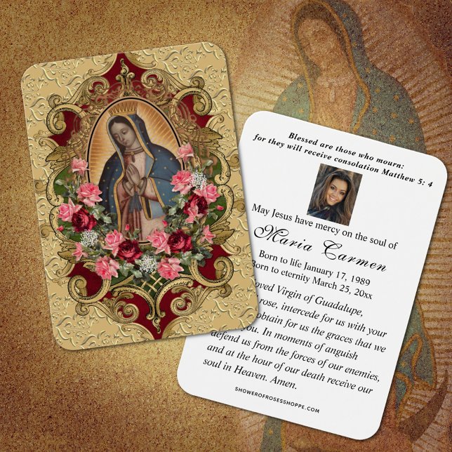 Religiöse Jungfrau Mary Guadalupe Katholische Beer (TRADITIONAL CATHOLIC OUR LADY OF GUADALUPE FUNERAL PRAYER CARDS)
