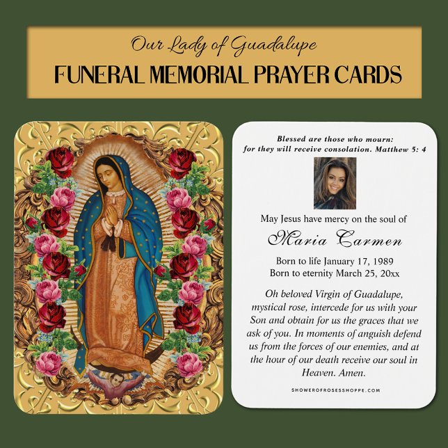 Religiöse Jungfrau Mary Guadalupe Katholische Beer (Our Lady of Guadalupe traditional Catholic Funeral Memorial Prayer Cards)