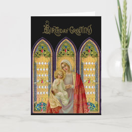 Religiöse Jungfrau Mary Jesus festhielt Glasfenste Karte