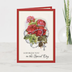 Religiöse Jungfrau Mary Rosary Rose Karte