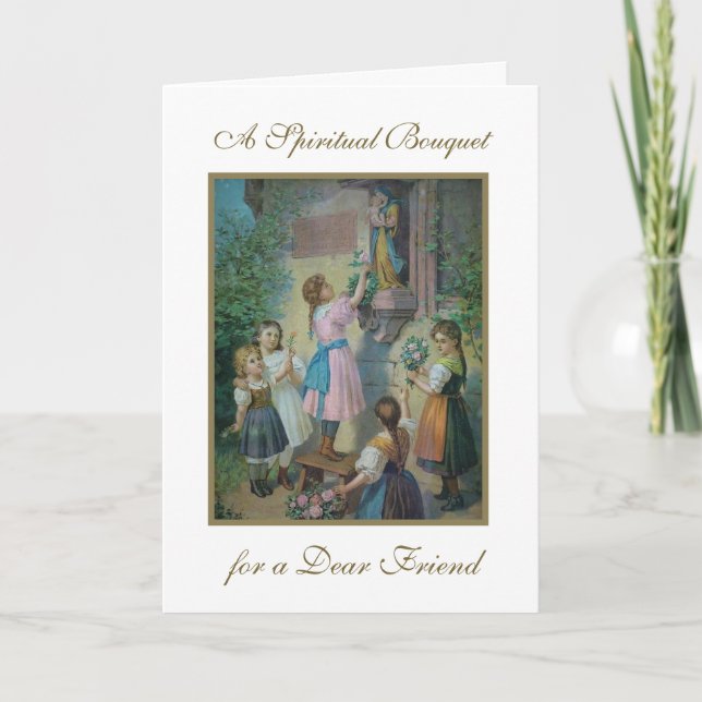Religiöse Jungfrau Mary Spiritual Bouquet Gebete Karte (Vorderseite)