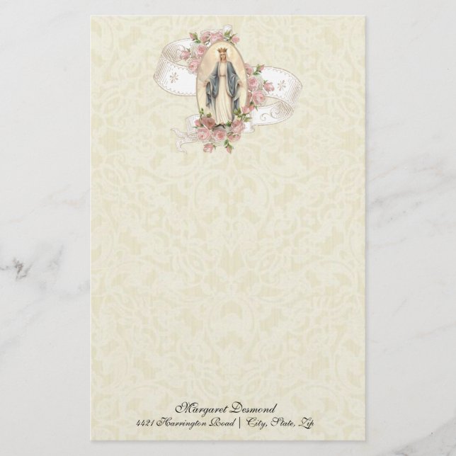 Religiöse Jungfrau Mary Vintag katholische Rose (Vorderseite)