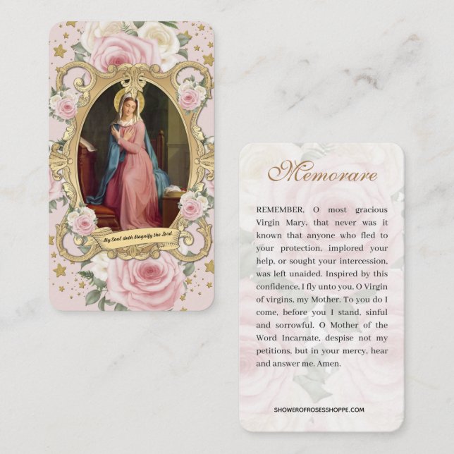 Religiöse Jungfrau Mary Vintag Pink Roses Gebet Begleitkarte (Vorne/Hinten)