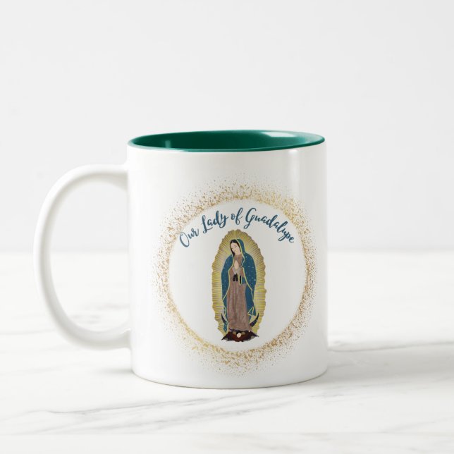 Religiöse Kaffeemaschine, Unsere Lady von Guadalup Zweifarbige Tasse (Links)