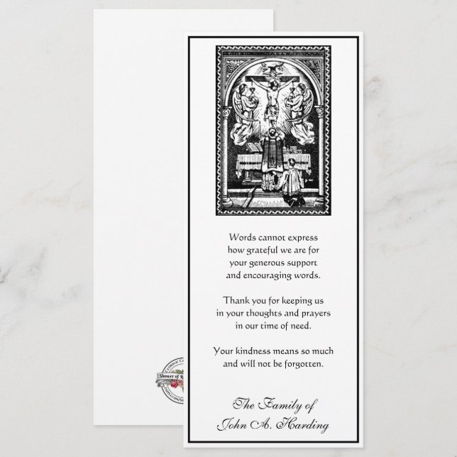 Religiöse katholische Beerdigung Beileid Vielen Da Karte (Vorne/Hinten)