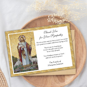 Religiöse katholische Beileidsbekundung Jesus Beer Dankeskarte