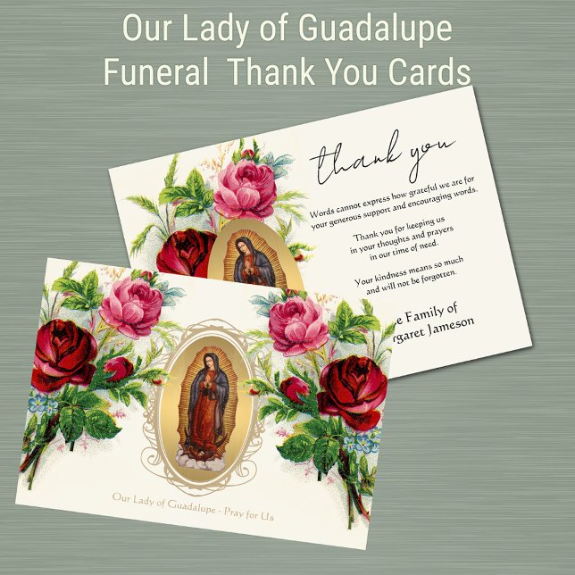 Religiöse katholische Guadalupe Beileid Vielen Dan Dankeskarte (Traditional Catholic Our Lady of Guadalupe Funeral Thank You Cards)