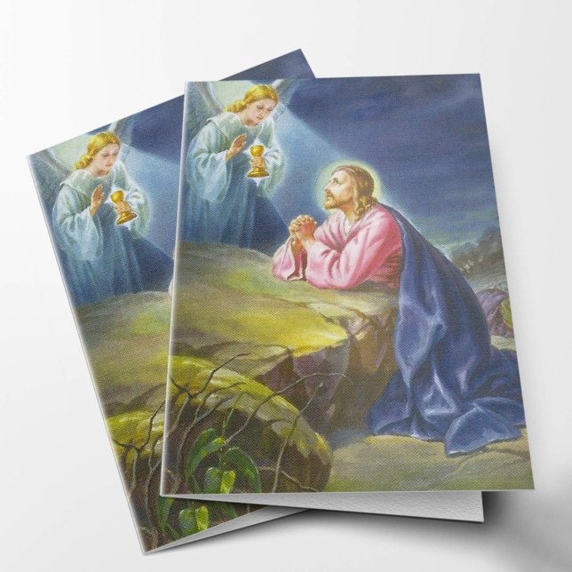 Religiöse katholische Jesus Beerdigung Danke Karte (Jesus Christ Praying Religious Catholic Sympathy Funeral Thank You Card)