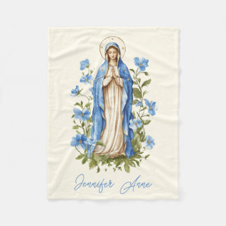 Religiöse katholische Jungfrau Mary Blue Floral Fleecedecke