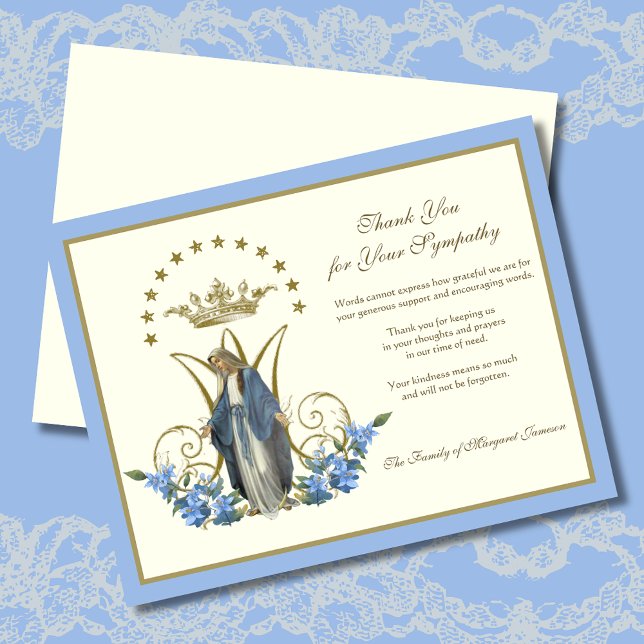 Religiöse katholische Jungfrau Mary Floral Elegant Dankeskarte (Von Creator hochgeladen)