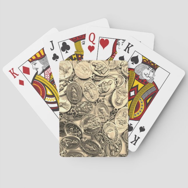 Religiöse katholische Medaillen Heilige Heilige Fa Spielkarten (Rückseite)