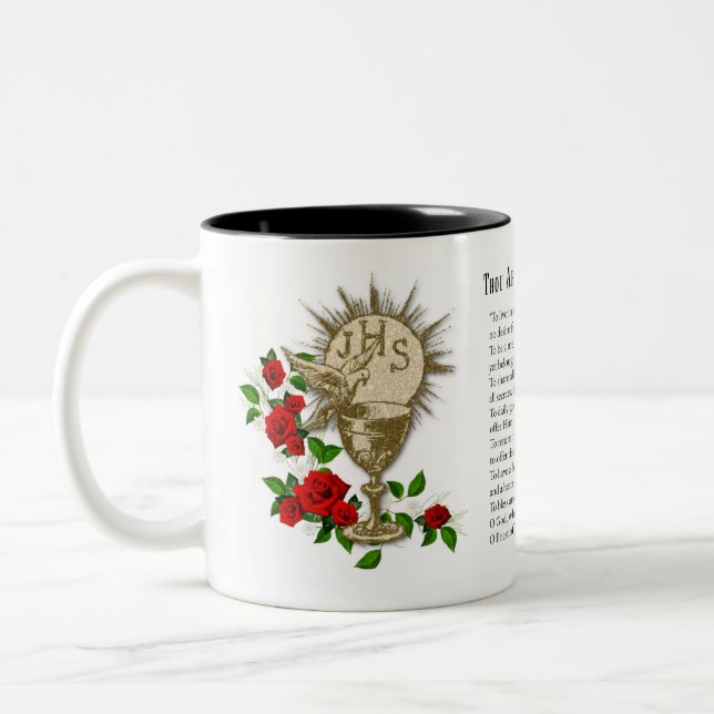 Religiöse katholische Priester Rote Rosen Heiliger Zweifarbige Tasse (Links)