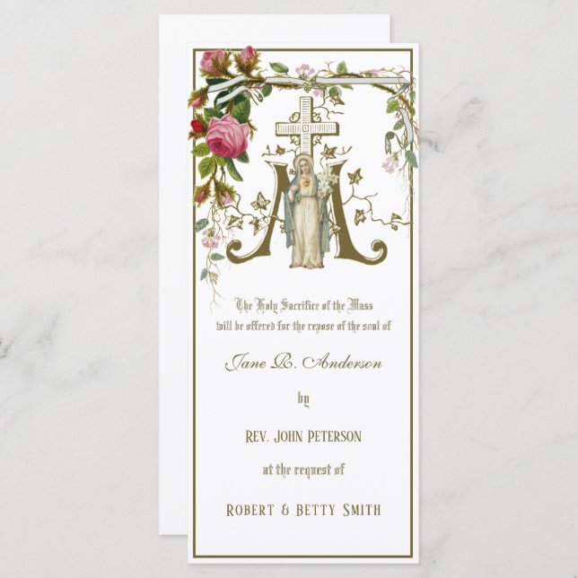 Religiöse katholische Requiem Begräbnismesse biete Karte (Vorne/Hinten)
