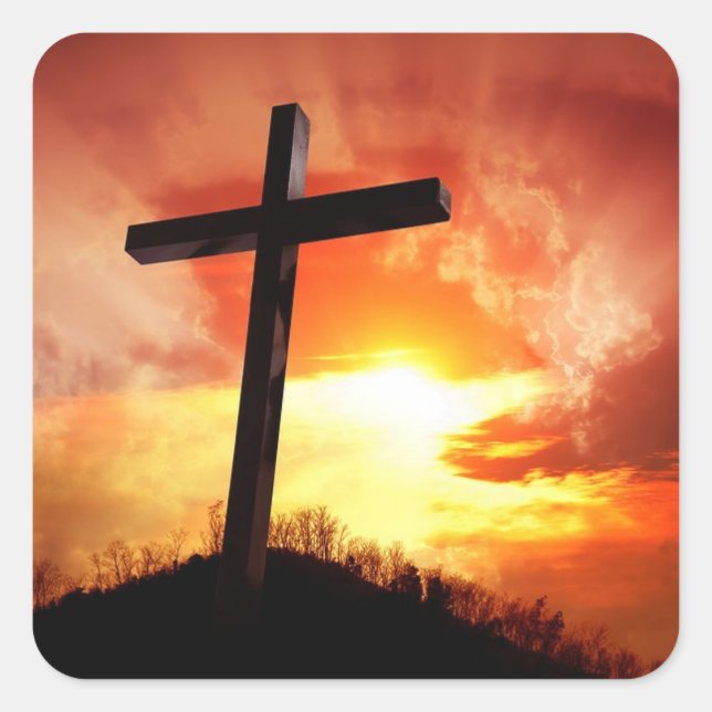 Religiöse Kreuze bei Sunset Oster Stickers (Vorderseite)