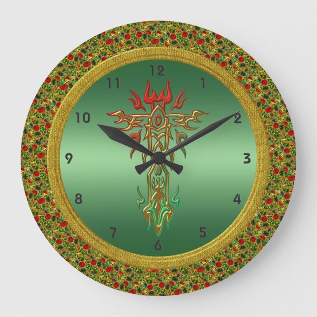 Religiöse Kreuzmauer Große Wanduhr (Vorderseite)