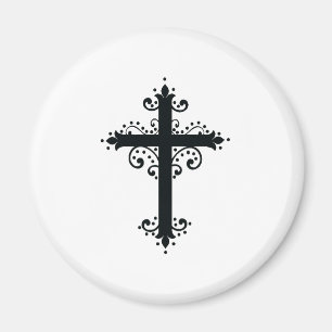 Religiöse Kreuzung mit einem Ornament Magnet