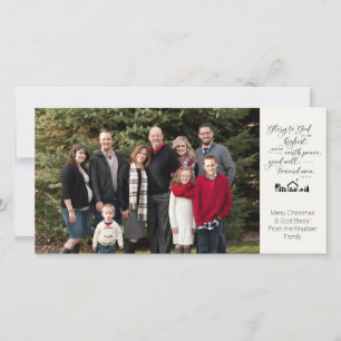 Religiöse Krippe Foto Weihnachtskarte KJV Verse Ankündigung