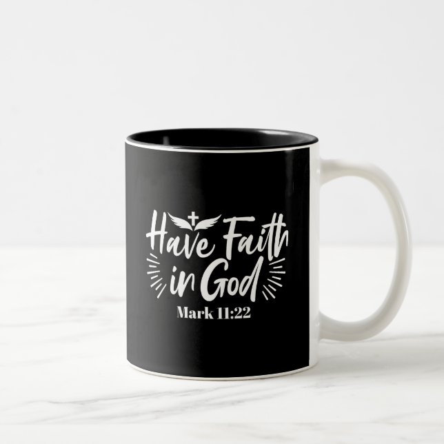 Religiöse Kunst: Glauben an Gottes Schriftendesign Zweifarbige Tasse (Rechts)